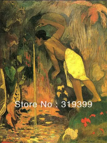 

Landscape Oil Painting Reproduction on Linen canvas, Pape Moe by paul gauguin,100%handmade,Free Shipping,Museum Quality