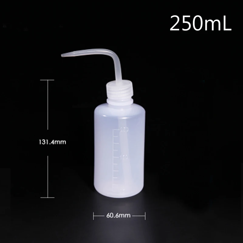 Botella de plástico transparente para lavado de tatuajes, dispositivo de medición de laboratorio, 250ml, 10 unidades por paquete