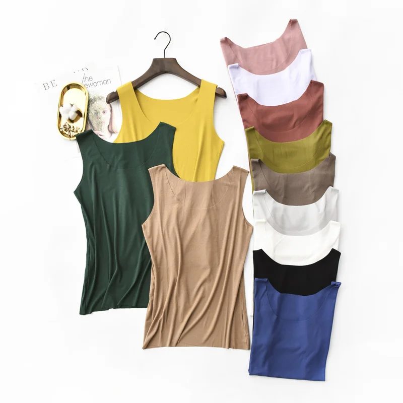 LERFEY Women Tank Top Colored Camisole Knitted Sexy Sleeveless Tees T shirt Summer Slim Undershirts Teenager Casual O neck Tanks