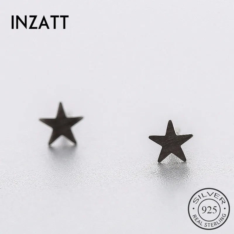 INZATT Vintage Charm Silver 925 Stud Earrings Black Metal Small Star Personalise Jewelry For Women Birthday Party 2018 Gift