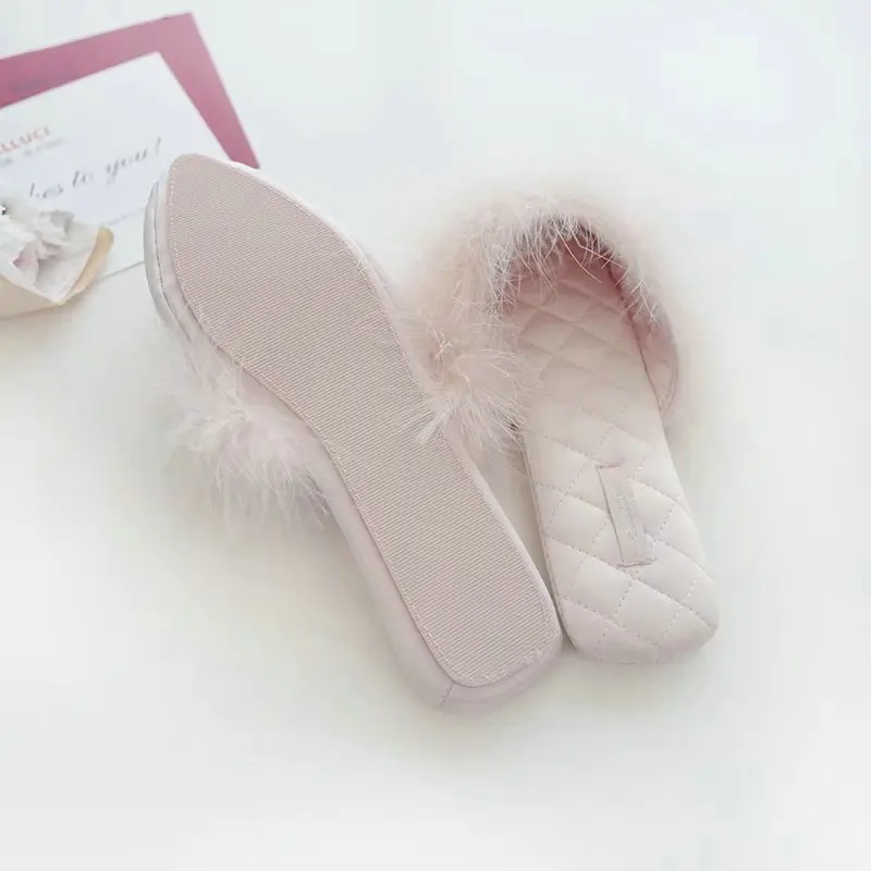 Spring Summer Turkey Feather Style Indoor Floor Home Slippers Office Air Cotton Absorbent Sweat Hot