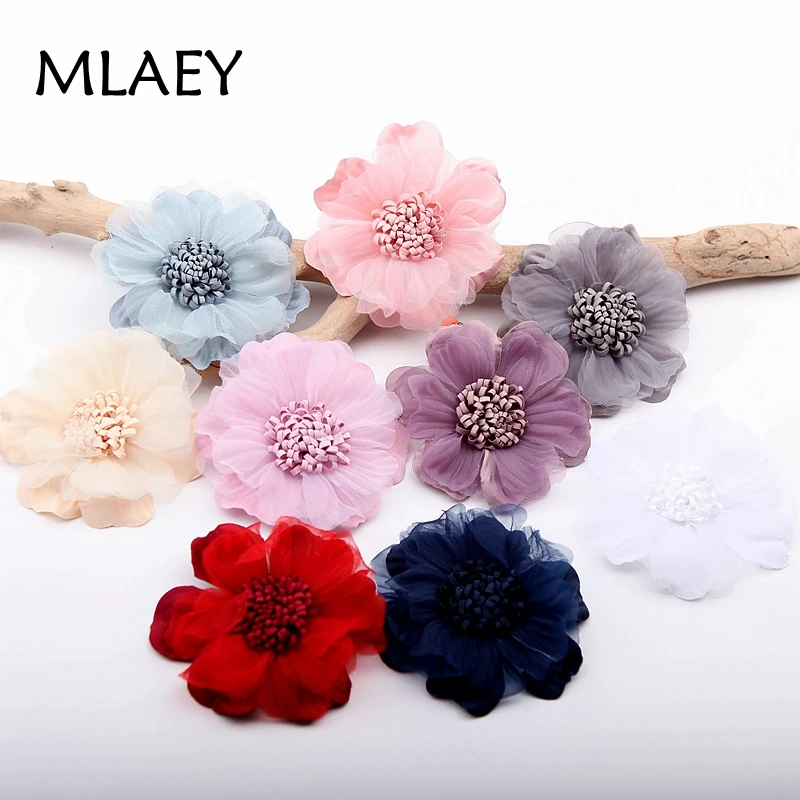 MLAEY 4Pcs  10color  lace trim patch applique lace fabric Wedding dress DIY flowers bride hair veil clothes Headwear Decoration