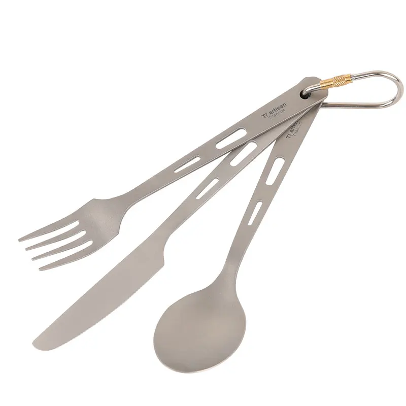 Tiartisan kitchen accessories Pure Titanium Cutlery set Spoon Fork Knife Home Kitchen Titanium Ultralight Dinner Flatware set