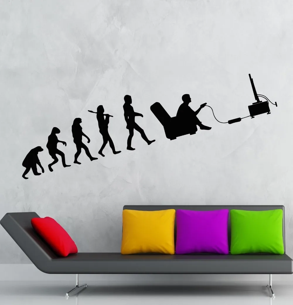 Computer Boys Vinyl Wall Decal Gamer Evolution Video Game Kids Room Mural Art Wall Sticker Office Bedroom Home Decoration