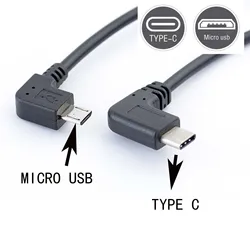 Adaptador de Cable de datos de cargador OTG de 90 ángulos tipo C (USB-C) a Micro USB, carga de sincronización