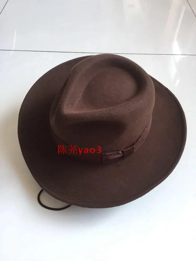 Men\'s Fedoras Wool Hat Adult Woolen Wide Brim Cowboy Hats Original Single Anti-wrinkle Cowboy Hat Wide Brim B-9000