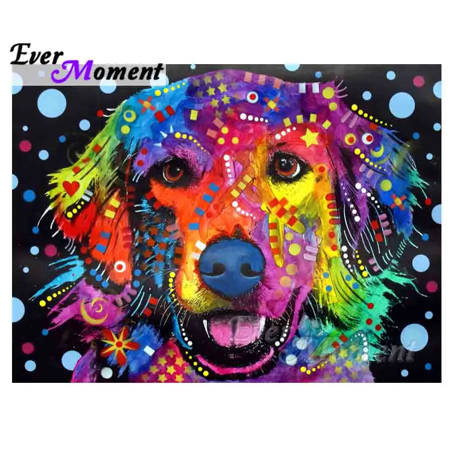 

Ever Moment Diamond Embroidery Labrador Dog Diamond Mosaic Full Square Drills Artwork Home Decoration Diamond Painting ASF1212