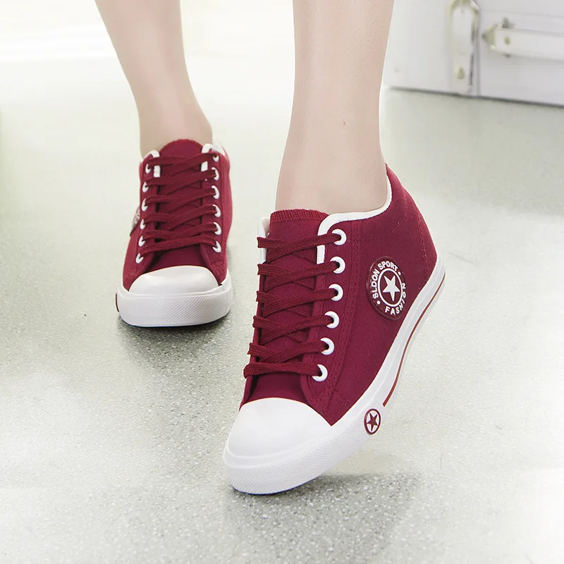 Taomengsi new high canvas shoes in the flat bottom girls shoes tie women leisure students sports shoes