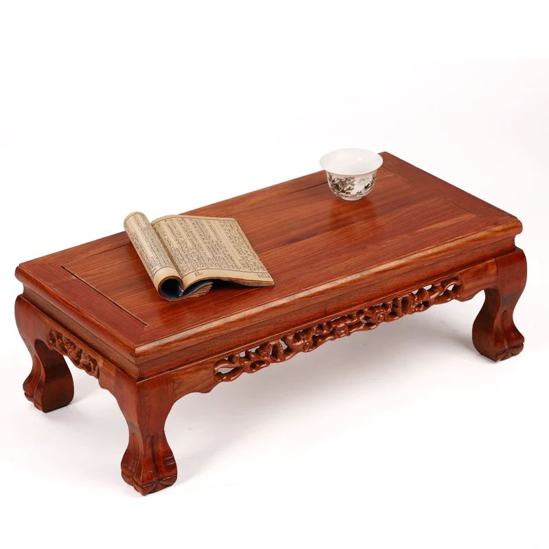 

Mahogany furniture high-grade tiger foot rectangular solid wood table Kang several windows carved antique floo