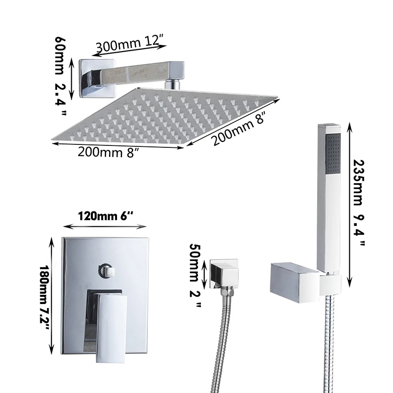 KEMAIDI Bathroom Wall Mounted Shower Faucet Set 8