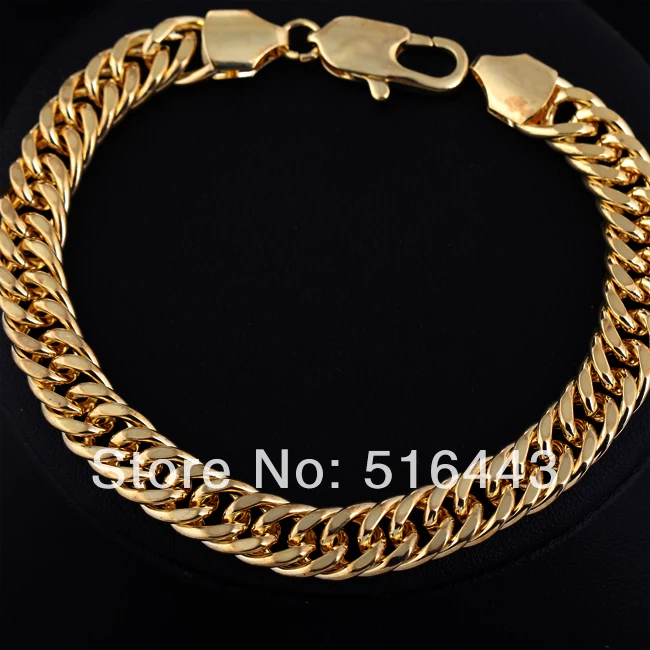 

3pcs Hot Selling Men's Jewelry 18K Gold Womens Mens Link Chain Bracelets Bangles Fine Jewelry Wholesale Lots A975