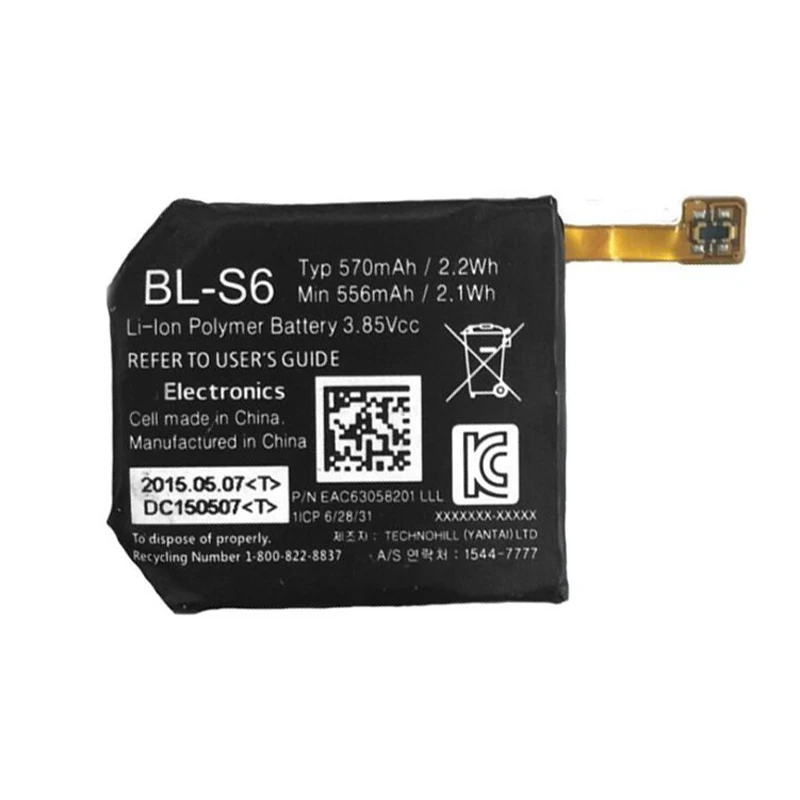 570mah BL-S6  battery for LG  Watch Urbane 2nd Edition LTE W200  BL-S6 batteries