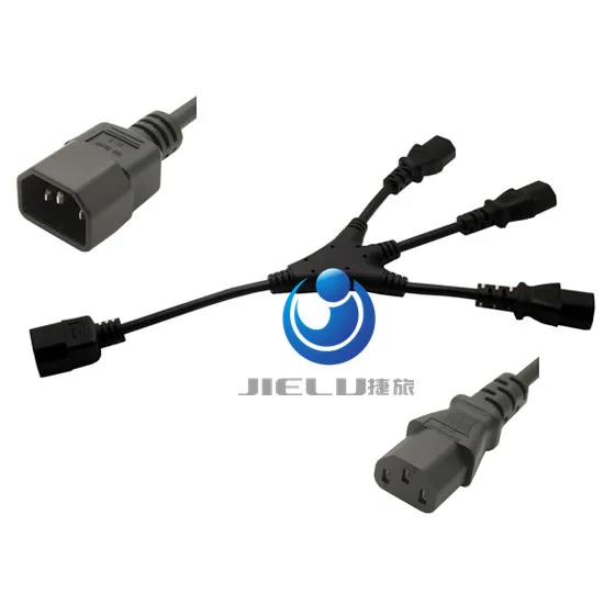 50PCS C14-3*C13 Y,IEC320 C14 Male Plug To 3*IEC320 C13 Female Y Splitter Power Extension Cable Cord  0.3M/1ft