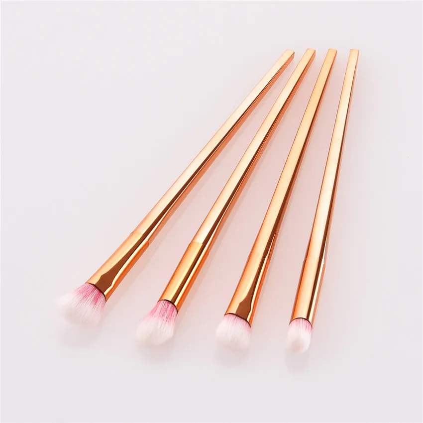 SAIANTTH 4pcs rose gold long tube makeup brushes set eyebrow eyeshadow eyeliner lip pincel maquiagem women eyes beauty brush kit