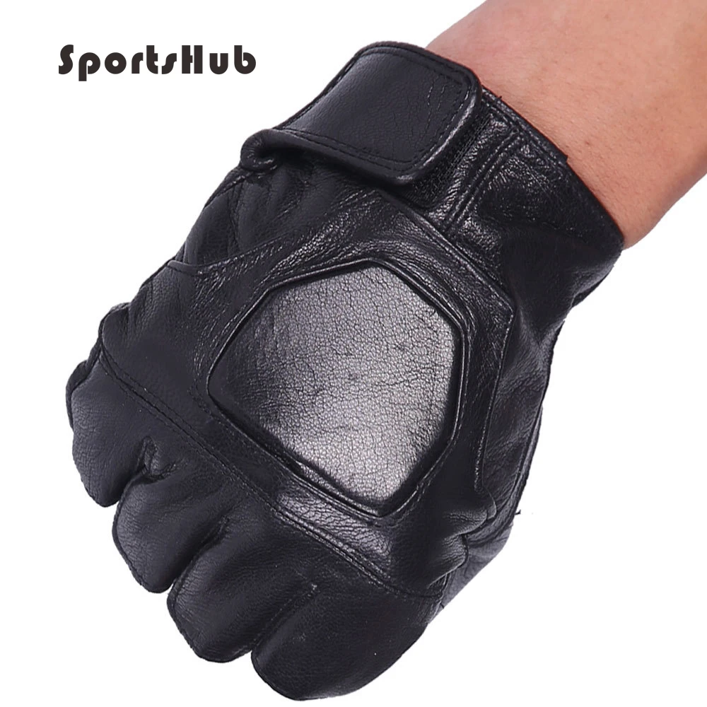 

SPORTSHUB Genuine Leather Anti-slip Half Finger Fighting Gloves Outdoor Boxing Gloves Fitness Glove Cycling Bike Gloves SAA0016