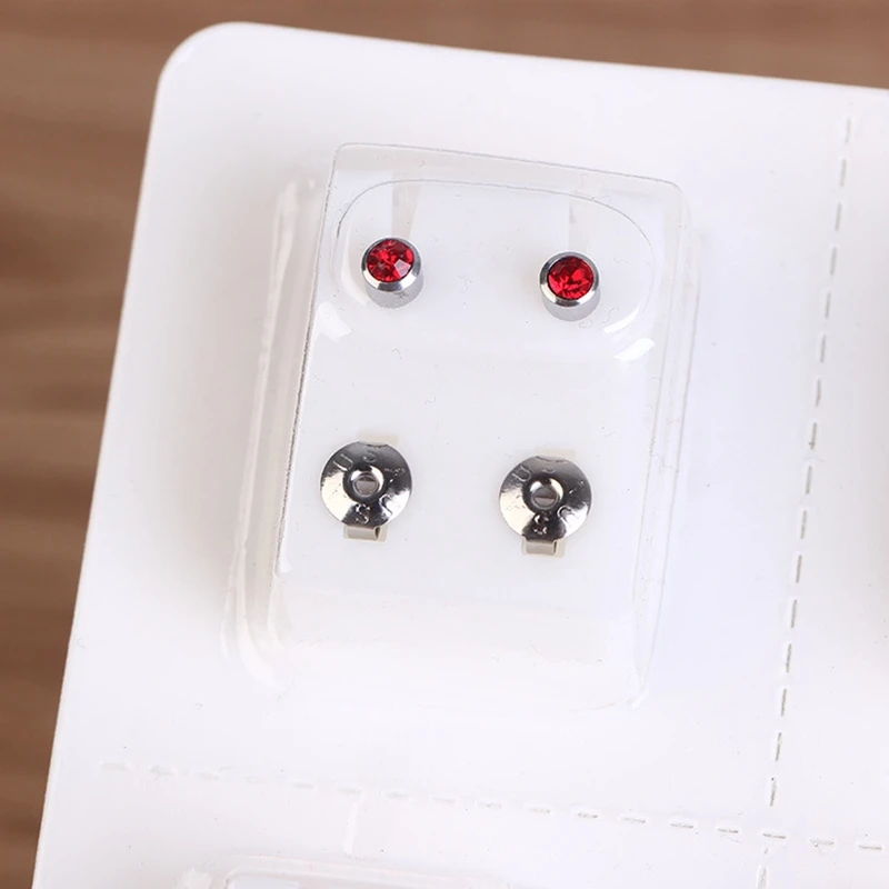 1 Pair Multicolor Zircon Anti Allergic Stud Earrings CZ Ear Piercing Device with Ear Studs for Body Piercing Women Men Children