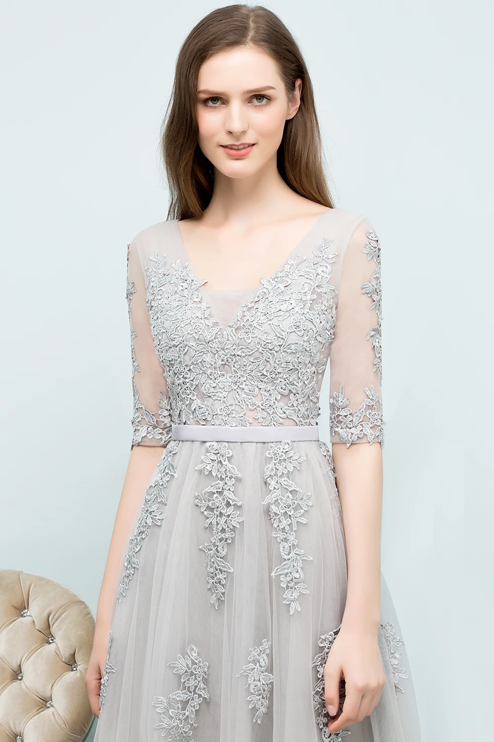 2019 Sexy Elegante Burgund Lange Brautjungfer Kleider EINE linie Tüll Halbe Hülse Hochzeit Party Gast Kleid robe demoiselle d'honneur