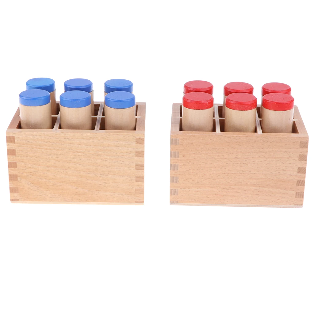 Wooden Montessori Teaching Aid - 12pcs Sound Cylinders Box Set Kids Children Preschool Sensory Educational Toy