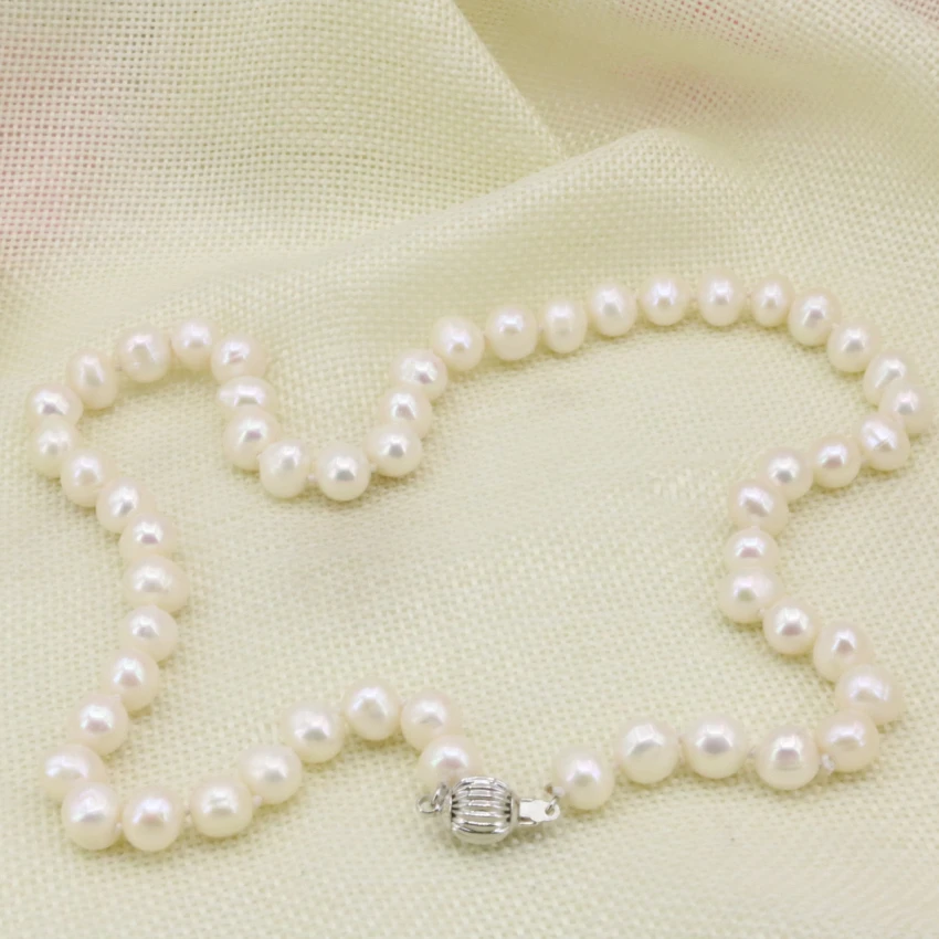 Wholesale price 8-9mm natural white pearl freshwater cultured genuine beads necklace for women jewelry chain choker 18inch B3234