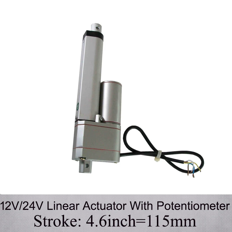 

DC12/24V 4.6inch/ 115mm Stroke 1000N/100KGS Load Electric Linear Actuator With Potentiometer and Feedback