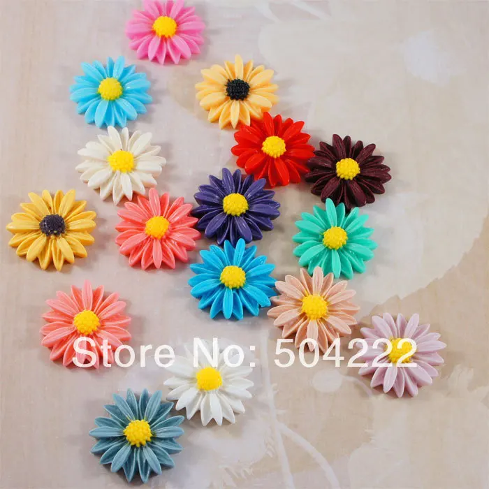 

200pcs mixed colors Daisy Cab Cabochon 22mm Cell phone decor, hair accessory supply, embellishment, DIY project supply