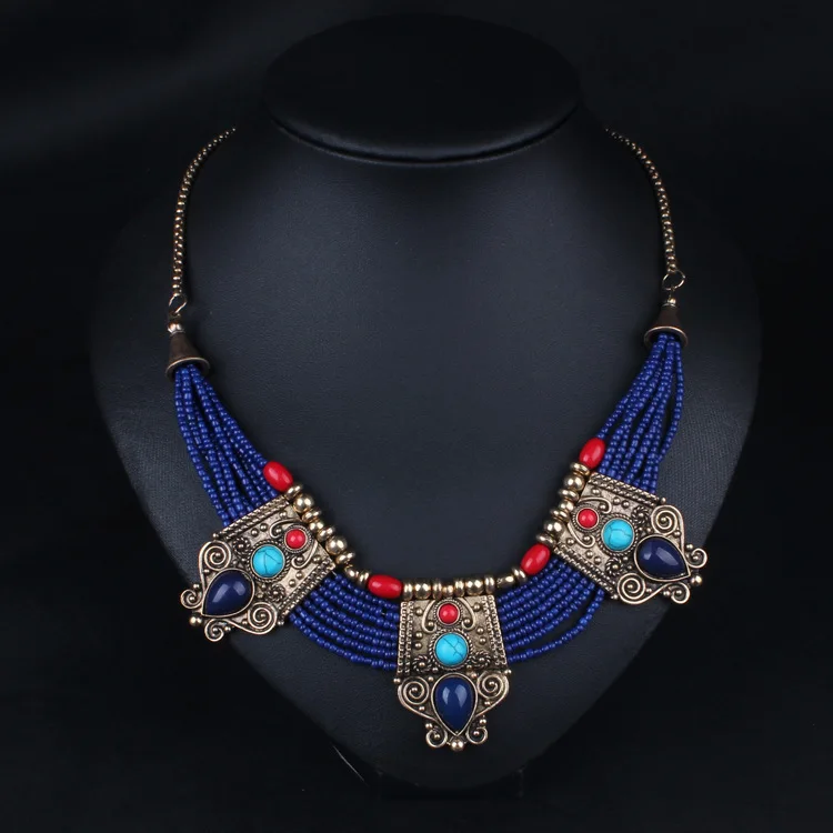 New Arrival Acrylic Zinc Alloy 2018 Hot sale small resin beads vintage ancient egyptian necklace NK231