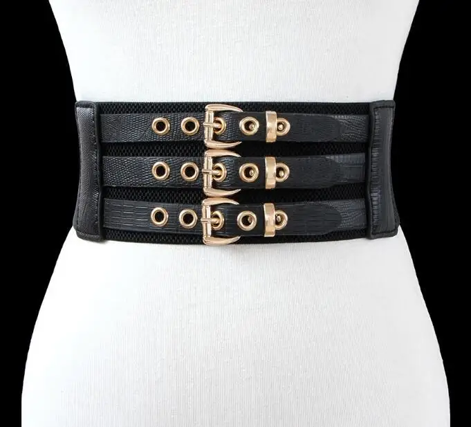 

Women's runway fashion elastic vintage Cummerbunds female Dress coat Corsets Waistband Belts decoration wide belt R1190