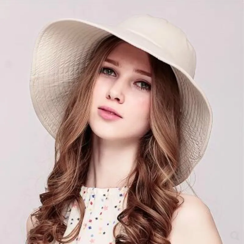 

2018 New Summer Women Adjustable Sun Bucket Hats Printed Floral Foldable Beach Caps Wide Brim Sun Hat Visors B-2288