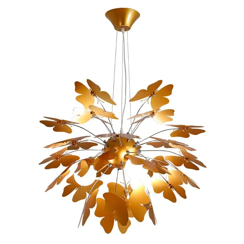 Country Rustic Golden Butterfly Dining Room Pendant Lights Restaurant Creative Pendant Lamp Nordic Living Room Pendant Lamp