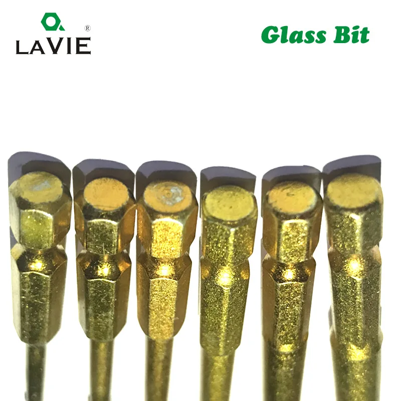 LA VIE 10 pz Vetro Bit di Titanio Rivestito 1/4 "Esagonale Gambo di Vetro Drill Bit Set 4 5 6 8 10 12mm di Marmo di Ceramica Croce Capovolto Foro 001