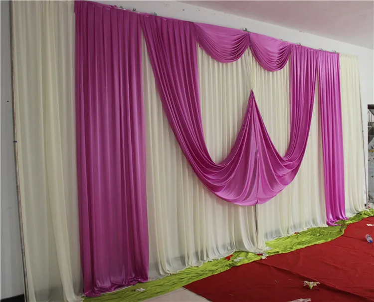 2024 New Arrival White Wedding Backdrop with Beautiful Purple Swag Wedding Background for Wedding Party Decor