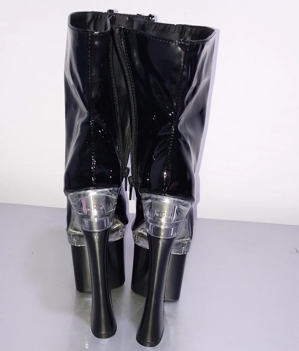 The latest sexy cool 18 cm super thick high heel female boots, fashionable Pu leather short boots, banquet shoes