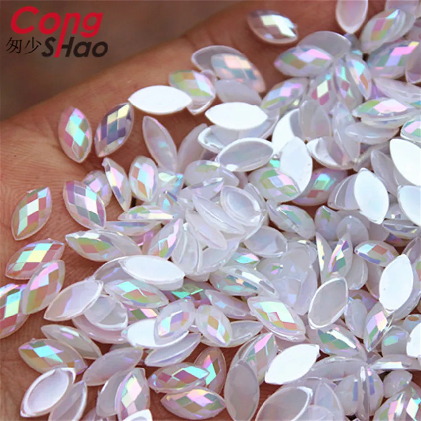 Cong Shao 200pcs 4*8mm AB Colorful Flatback Horse Eye Stone And Crystal Acrylic Rhinestones Trim Phone Costume Decoration ZZ730