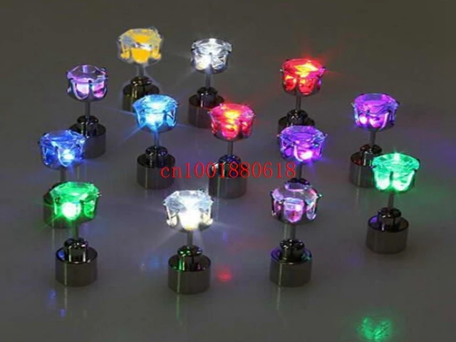 Free shipping Fashional Cool Shiny Glowing Led Earrings colourful stud earring light up Studs Light Party Club,200pcs/lot