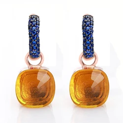 Women Fashion Rose Gold With Black Plated Blue Zircon Earrings Gift 14 Colors