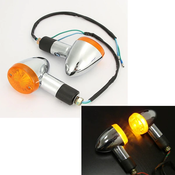 2pcs Motorcycle Motorbike Amber Tail Bullet Turning Signal Lights for Suzuki Intruder Volusia VS 700 750 800 1400 1500