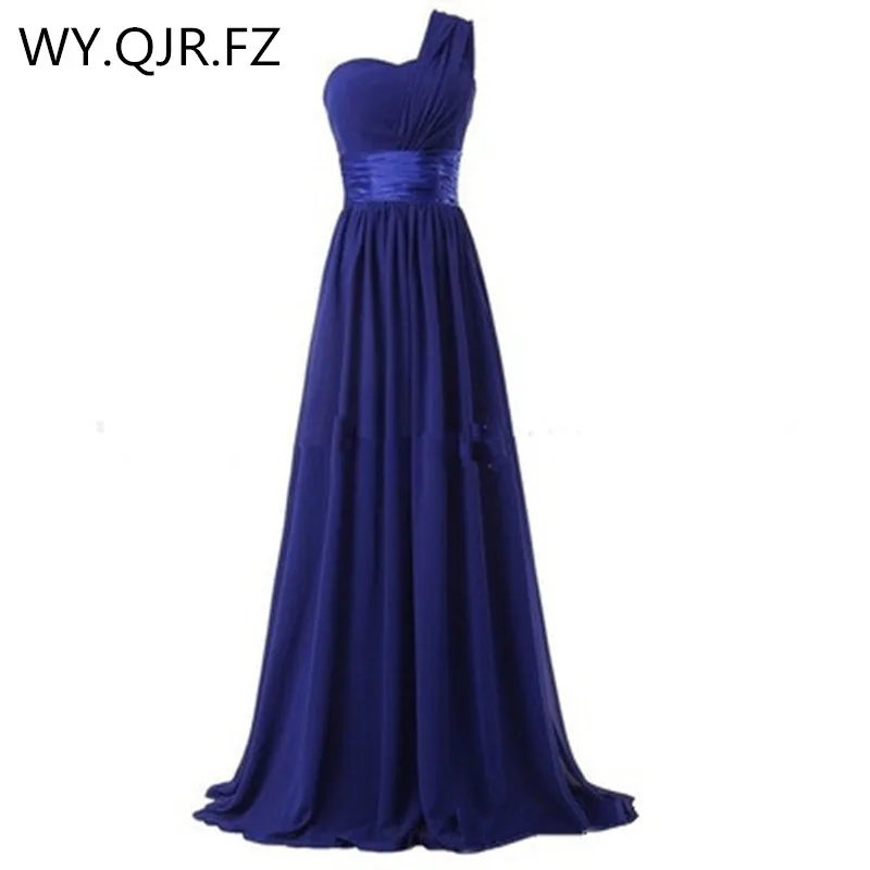 QNZL-100 # Chiffon blu scuro rosso abiti da damigella d'onore monospalla lunga personalizzazione gratuita sposa festa nuziale Toast Dress all'ingrosso