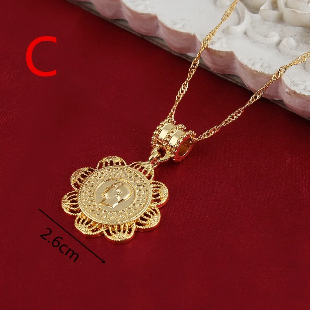 Ethiopian Coin Cross Pendant Necklace Jewelry 22k Gold Color African Eritrea Habesha Wedding Bride Coin Pendant Jewelry