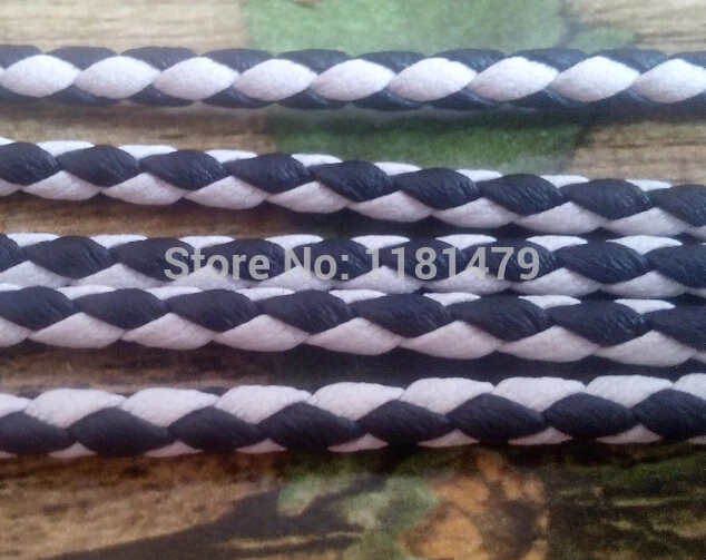 10 meter 4mm Making Bracelet&Necklace Decorative Accessories Soft Black&White Artificial Braided Leather Cords