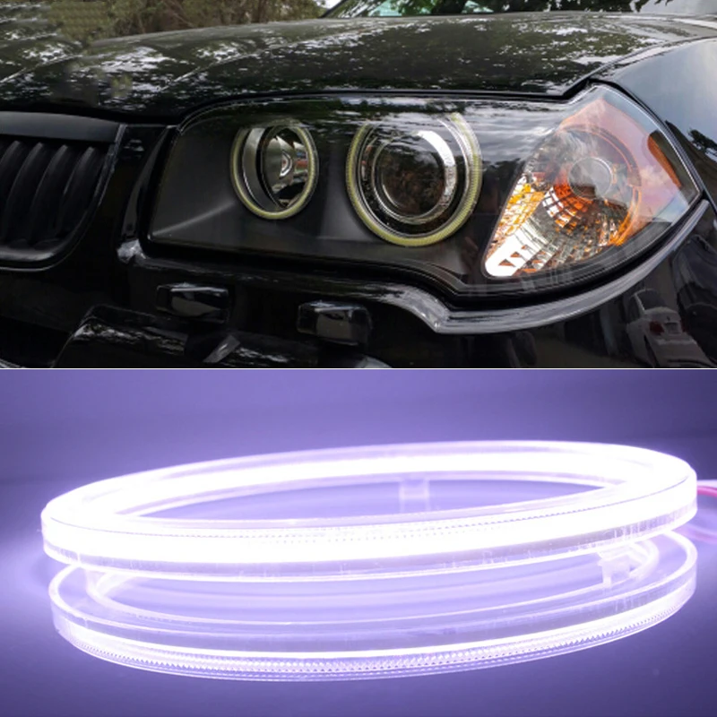 Bright!! COB 110mm 6Pcs(3pairs) Auto Halo Rings Angel Eye COB Chip Headlight 81 SMD Car Angel Eyes Motorcycle With Lampshades