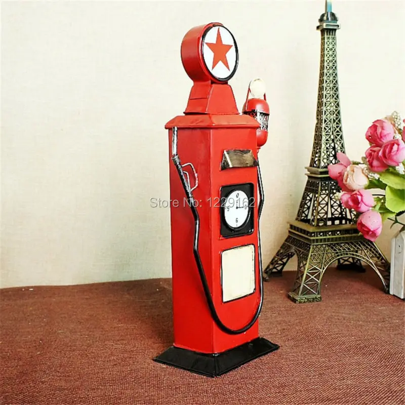 Free shipping Handmade gas station model Vintage metal craft shooting props Retro Bar/Pub/Cafe/Shop decoration