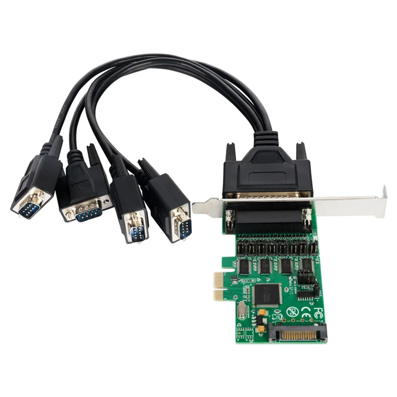 New PCI-E PCI Express to 4 Port RS232 Multi Serail Card WCH384L Chipset DB9 pin COM Adapter PCIE Controller with Fan out Cable