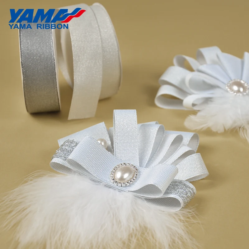 YAMA-Silver Purl Grosgrain Ribbon, DIY Wedding Decoration, Handmade Crafts, Gifts Ribbons, 6mm, 9mm, 16mm, 22mm, 25mm, 38mm, 100