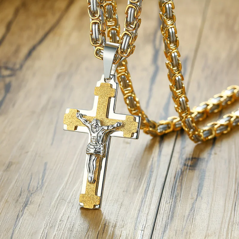 Crucifixo Cross Necklace Men Stainless Steel 24\