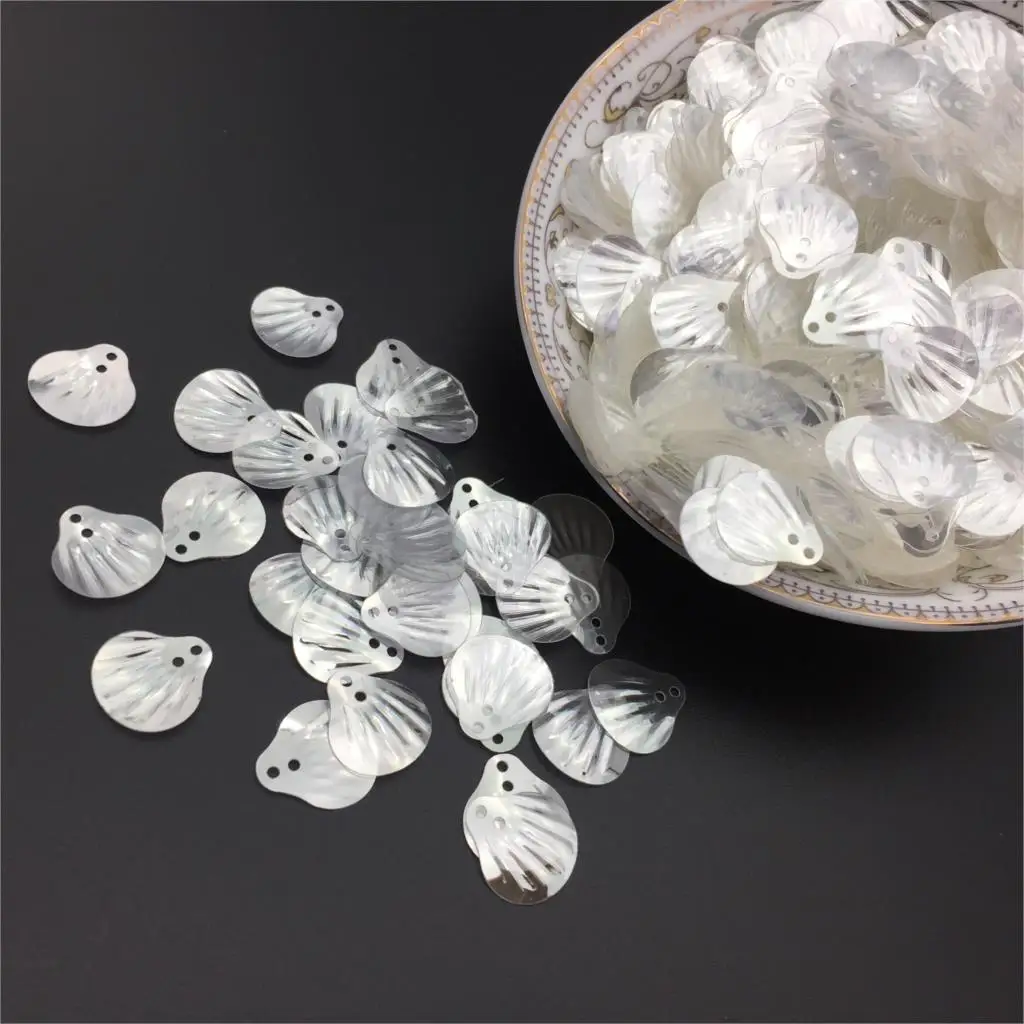 50g 13mm Shell Sequins Loose PVC Paillettes for Crafts Children Sewing DIY Dress Clothing Accessories Crystal White Confetti