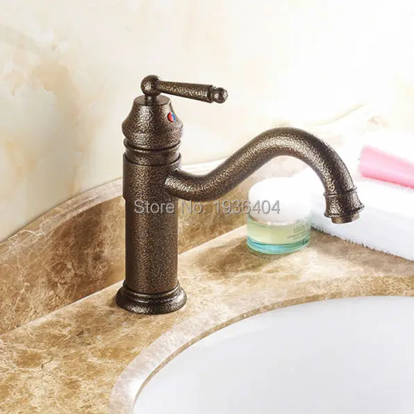 

New Luxury Ancient Roman Bronze Bathroom Mixer Taps Deck Mounted Single Hole Kitchen Faucets RB1014