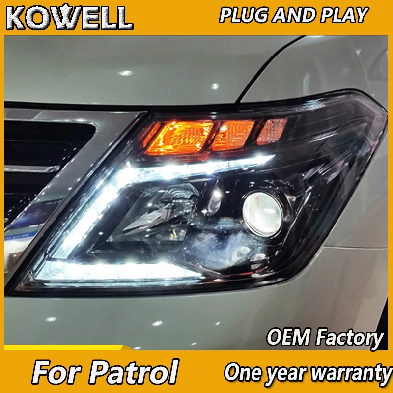 KOWELL Car Styling For Nissan Patrol headlights For Patrol head lamp led DRL front light Bi-Xenon Lens Double Beam HID KIT