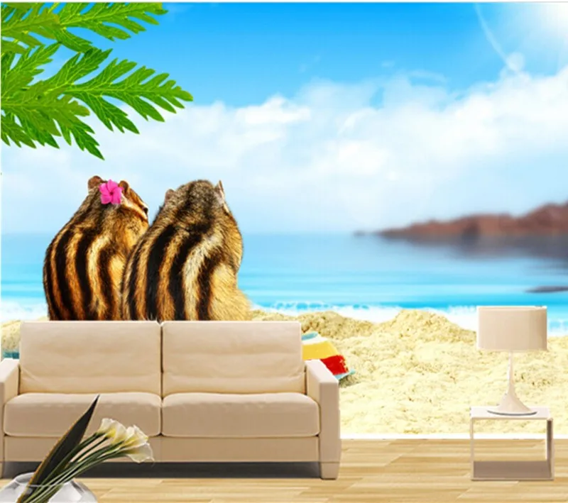 Custom 3D murals,Coast Chipmunks Two Animals papel de parede,the living room sofa TV wall bedroom background wallpaper