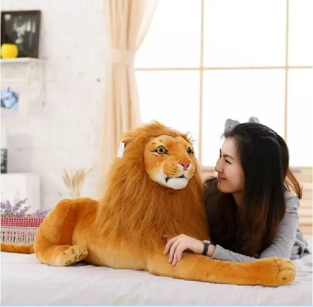 

big new plush simulation lion toy lovely lying lion doll birthday gift about 90cm