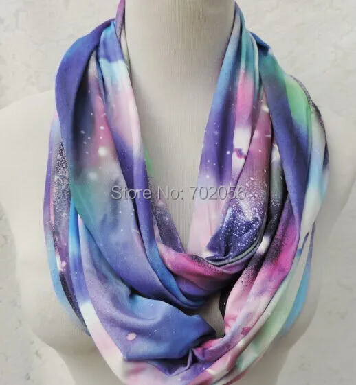 Trendy The stars in the sky Rayon silk Infinity Scarf For Women Fashion Long Ring Scarves All season Matched 10pcs/lot #3821